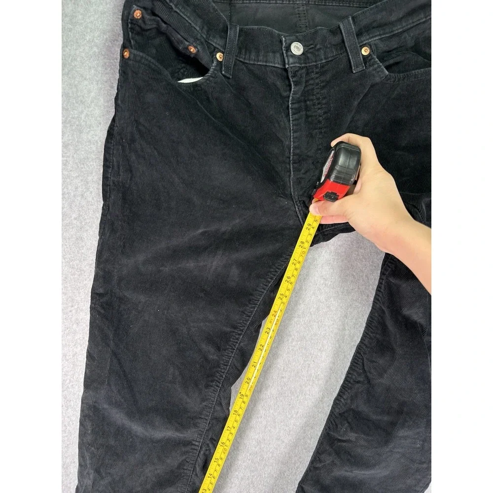 Levi's Mens Black Corduroy Straight Jeans Regular Fit 5-Pocket Stretch Mid Rise